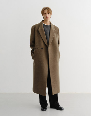 UNISEX OVERSIZED DOUBLE COAT KHAKI BEIGE_M_UDCO5D127I3