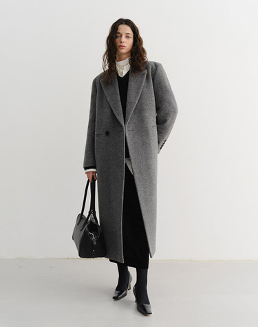 UNISEX OVERSIZED DOUBLE COAT MELANGE GREY_UDCO5D127G2