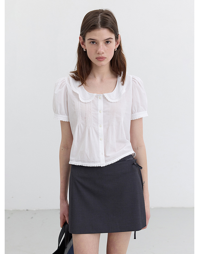 던스트 MINI SKIRT CHARCOAL GREY_UDSK5B232CG 그레이 착용컷