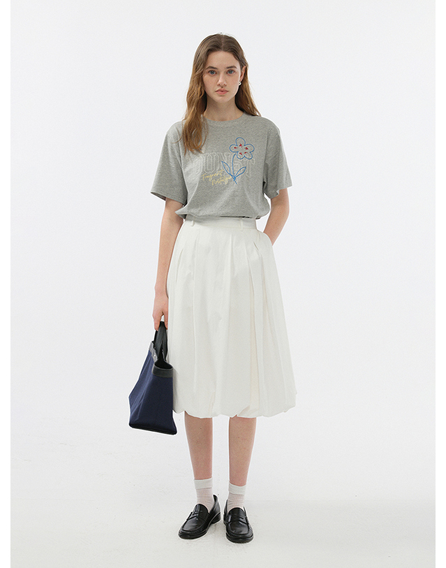 던스트 UNISEX DRAWING BLOOM T-SHIRT MELANGE GREY_UDTS5B126G2 그레이 착용컷