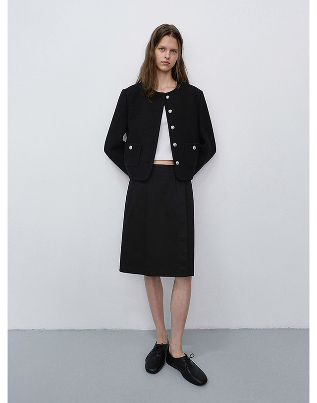 던스트 CLASSIC TWEED JACKET BLACK_UDJA6C203BK 블랙 착용컷