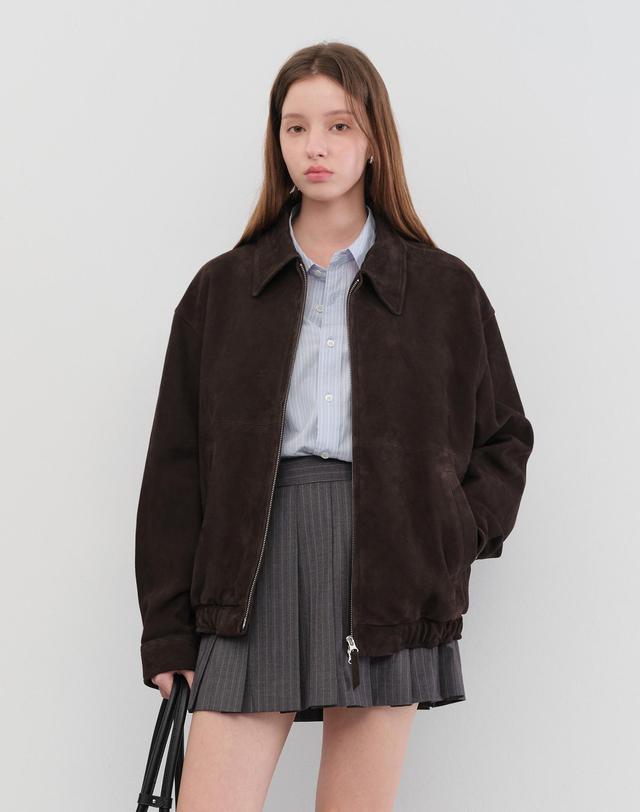 던스트 UNISEX SUEDE DRIZZLER JACKET CHOCO BROWN_UDJU5C107W3 브라운 착용컷