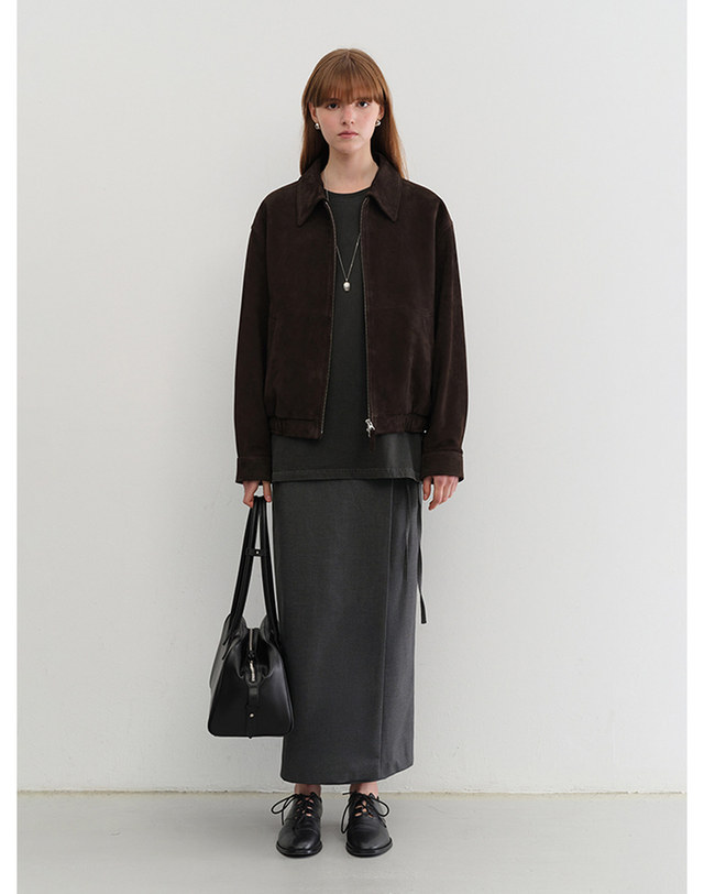던스트 UNISEX SUEDE DRIZZLER JACKET CHOCO BROWN_UDJU5C107W3 브라운 착용컷