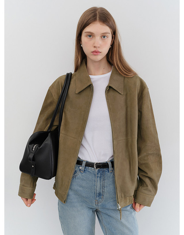 던스트 UNISEX SUEDE DRIZZLER JACKET SOFT KHAKI_UDJU5C107K1 그린 착용컷