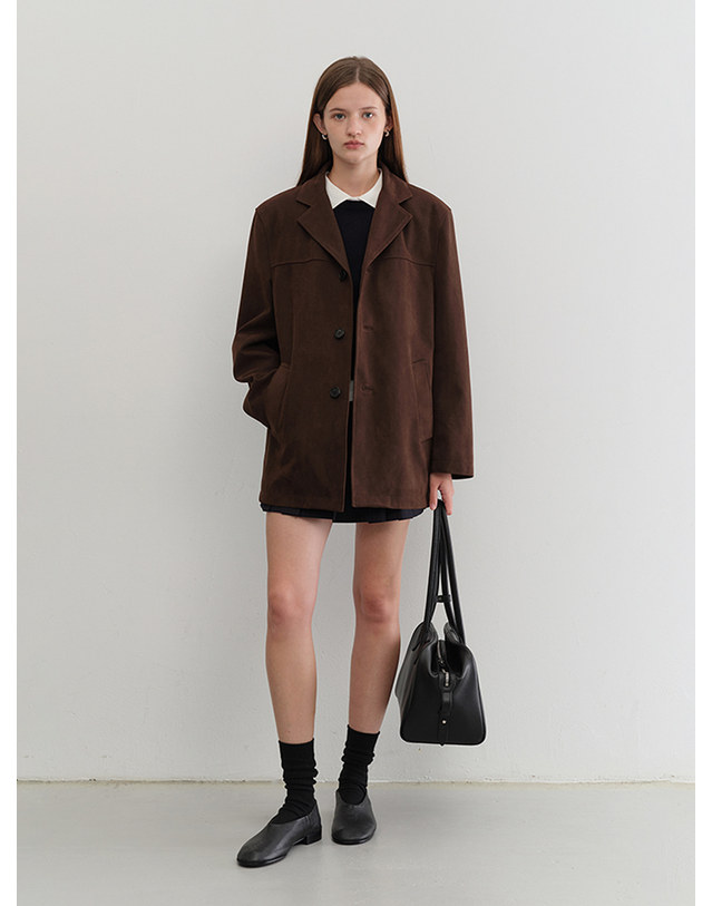 던스트 UNISEX ALTER-SUEDE HALF JACKET BROWN_UDJA5C110W2 브라운 착용컷