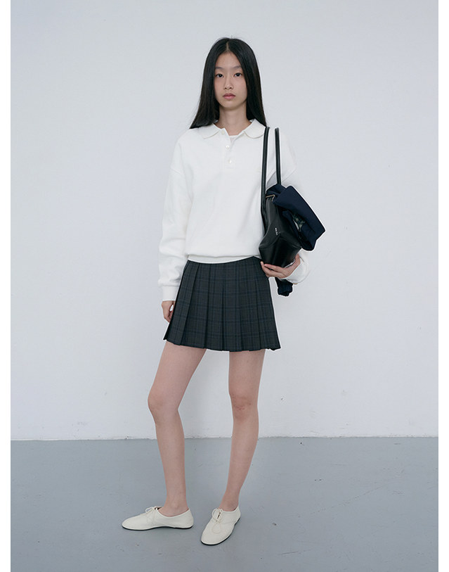 던스트 UNISEX LEATHER LOGO COLLARED T-SHIRT WHITE_M_UDTS6C110WT 흰색 착용컷