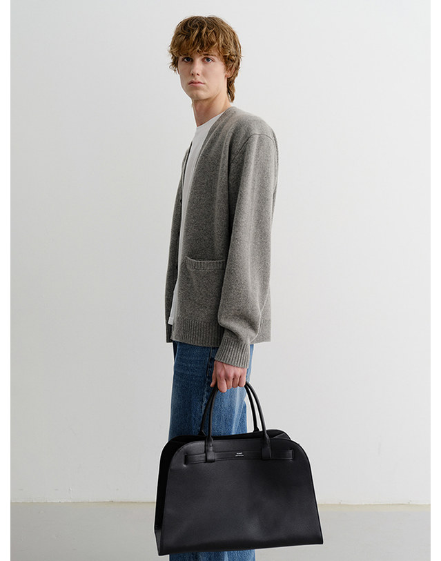 던스트 UNISEX BOYFRIEND KNIT CARDIGAN MELANGE GREY_M_UDSW5C103G2 그레이 착용컷