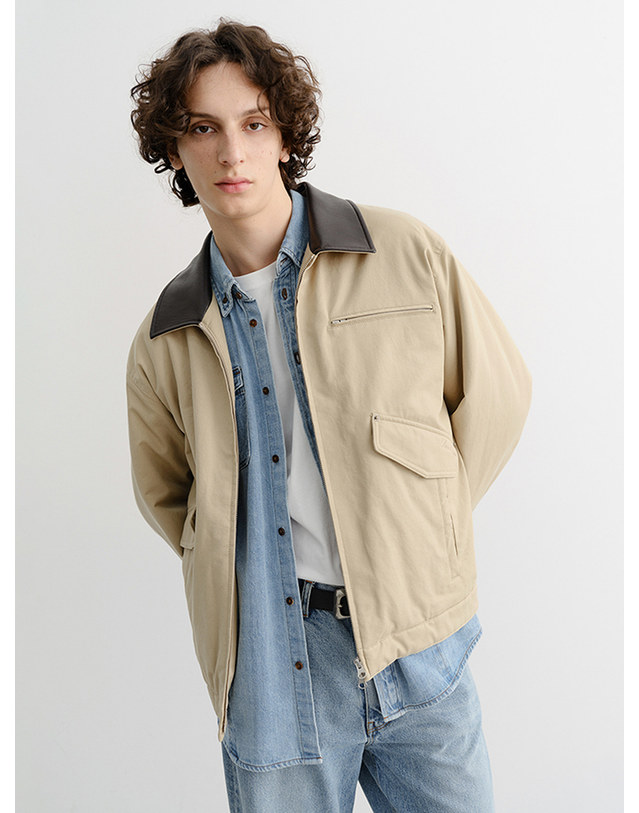 던스트 UNISEX VINTAGE PADDED WORK JACKET BEIGE_M_UDJU5C108I2 베이지 착용컷