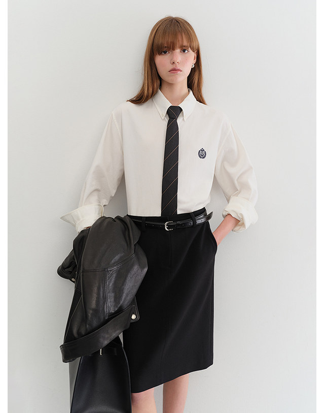 던스트 H-LINE WOOL MIDI SKIRT BLACK_UDSK5C203BK 블랙 착용컷