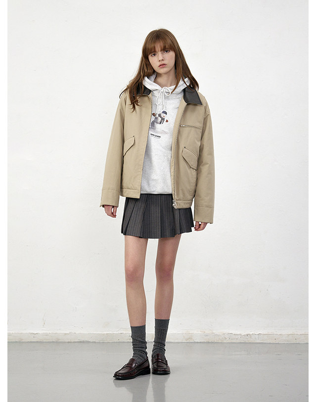 던스트 UNISEX HOLIDAY SNOWMAN HOODIE LIGHT MELANGE GREY_UDTS5C109G1 그레이 착용컷