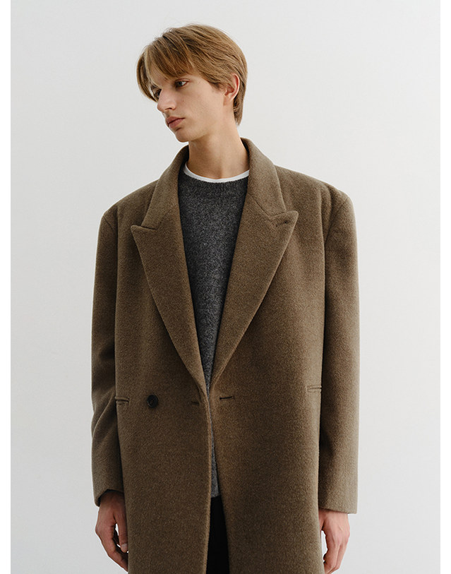 던스트 UNISEX OVERSIZED DOUBLE COAT KHAKI BEIGE_M_UDCO5D127I3 멀티컬러 착용컷