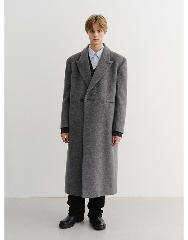 던스트 UNISEX OVERSIZED DOUBLE COAT MELANGE GREY_UDCO5D127G2 그레이 착용컷