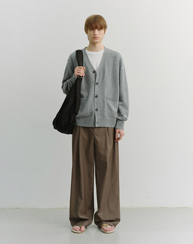 UNISEX BOYFRIEND KNIT CARDIGAN MELANGE GREY_M_UDSW6A102G2