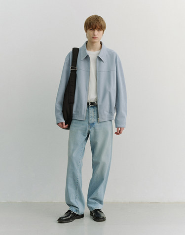UNISEX ALTER-SUEDE COLLARED BLOUSON SOFT BLUE_M_UDJU6A107B1