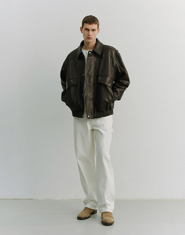 UNISEX OVERSIZED VINTAGE LEATHER BLOUSON BLACK_M_UDJU6A103BK
