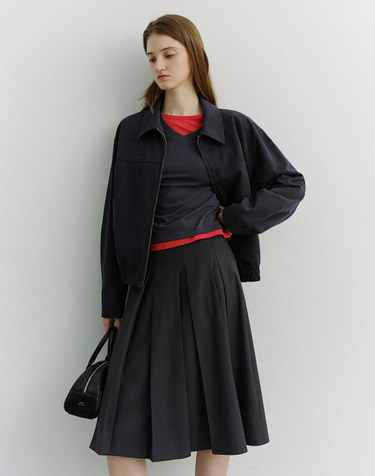 VOLUME PLEATS MIDI SKIRT CHARCOAL GREY_UDSK6A204CG