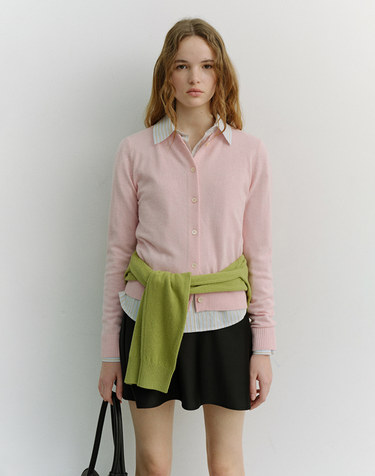 ESSENTIAL CREWNECK KNIT CARDIGAN SOFT PINK_UDSW6A209P1