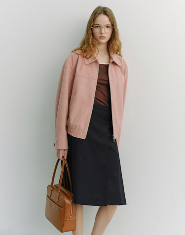 UNISEX ALTER-SUEDE COLLARED BLOUSON SOFT PINK_UDJU6A107P1