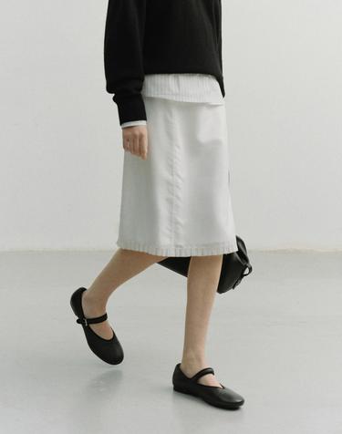 H-LINE LACED MIDI SKIRT WHITE_UDSK6A206WT