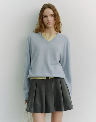 PLEATS MINI SKIRT GREY STRIPE_UDSK6A202G2