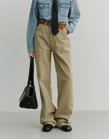 RELAXED WIDE JEANS DYED SAND BEIGE_UDPA6A208I2