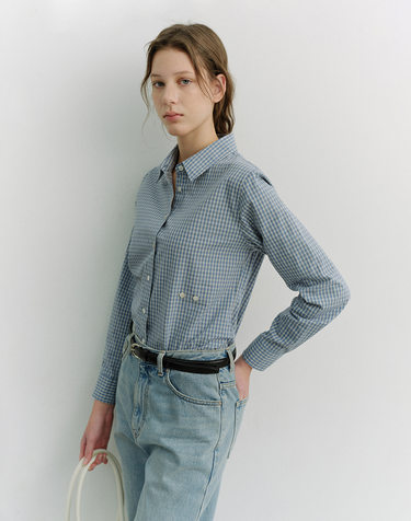 2-WAY ESSENTIAL CHECKED SHIRT BLUE CHECK_UDSH6A203B2