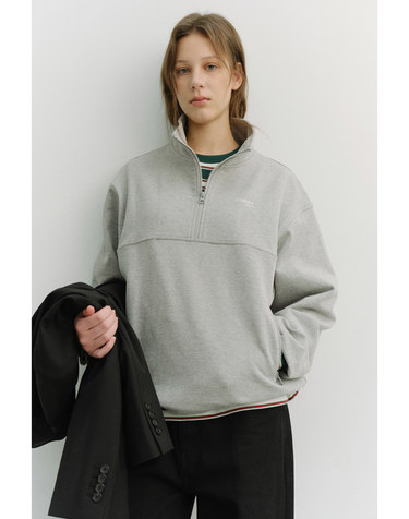 UNISEX RELAXED HALF ZIP-UP SWEATSHIRT MELANGE GREY_UDTS6A102G2
