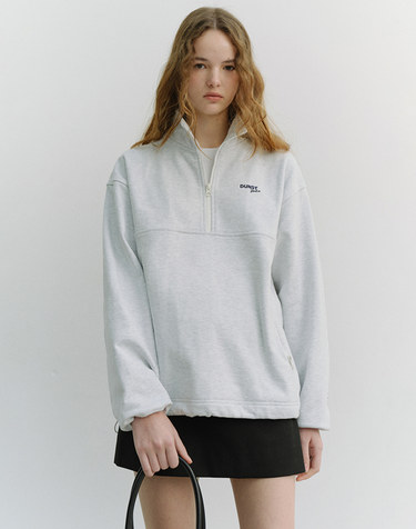 UNISEX RELAXED HALF ZIP-UP SWEATSHIRT LIGHT MELANGE GREY_UDTS6A102G1