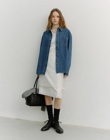UNISEX OVERSIZED DENIM SHIRT CLASSIC BLUE_UDSH6A102B2