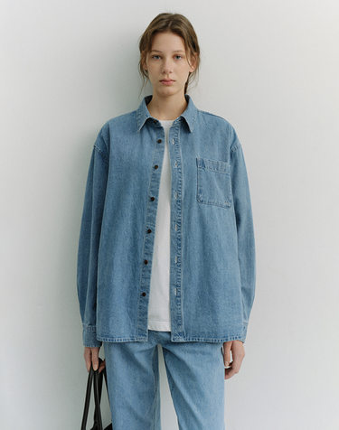 UNISEX OVERSIZED DENIM SHIRT LIGHT BLUE_UDSH6A102B1