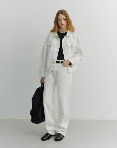 UNISEX DENIM TRUCKER JACKET IVORY_UDJU6A108IV