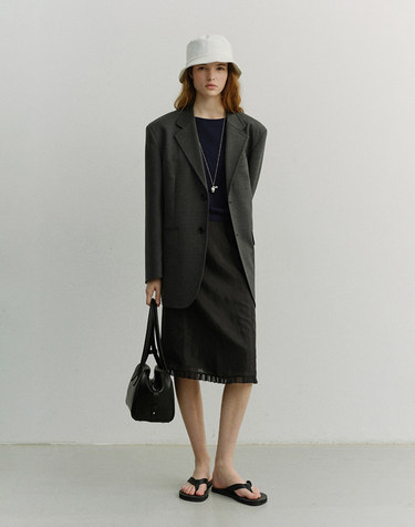 UNISEX OVERSIZED WOOL BLAZER MELANGE GREY_UDJA6A107G2
