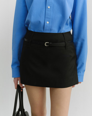 D-BUCKLE THIN LEATHER BELT BLACK_UDBE6E207BK