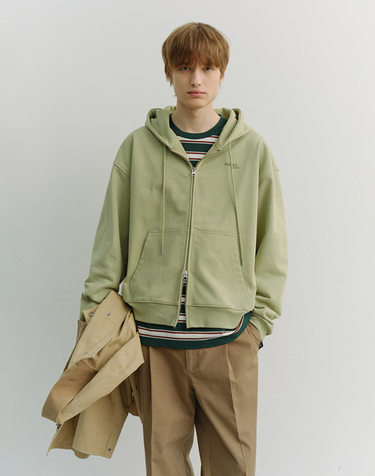 UNISEX CROPPED ZIP-UP HOODIE OLIVE_M_UDTS6A101K1