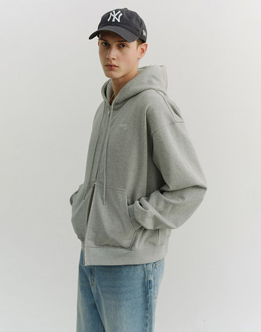 UNISEX CROPPED ZIP-UP HOODIE MELANGE GREY_M_UDTS6A101G2