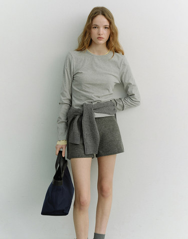 ESSENTIAL CREW-NECK T-SHIRT MELANGE GREY_UDTS6A202G2