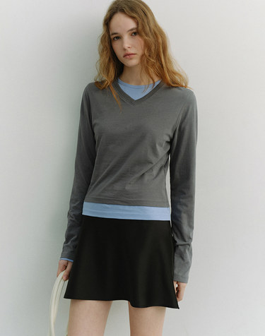 ESSENTIAL PETIT V-NECK T-SHIRT CHARCOAL GREY_UDTS6A201CG