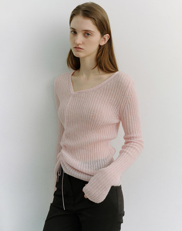 2-WAY SHIRRING KNIT TOP SOFT PINK_UDSW6A204P1