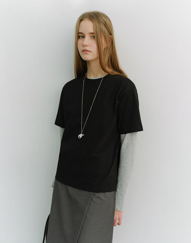 UNISEX LOOSE T-SHIRT BLACK_UDTS6A112BK