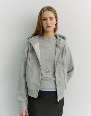 UNISEX CROPPED ZIP-UP HOODIE MELANGE GREY_UDTS6A101G2
