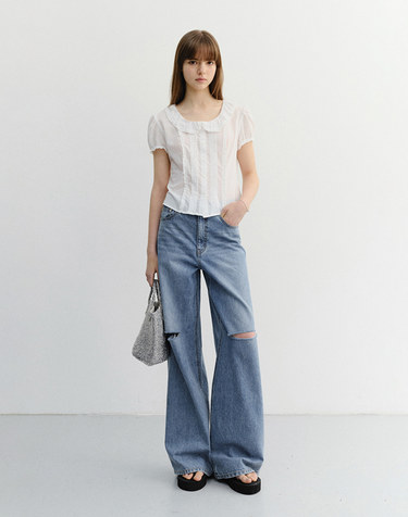 FRILL COLLARED BLOUSE WHITE_UDBL6B223WT