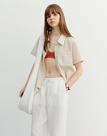LACED CHECKED SHIRT BEIGE CHECK_UDSH6B231I2