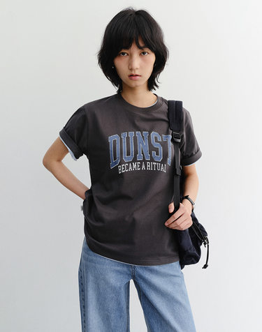 UNISEX VINTAGE ARCH LOGO T-SHIRT CHARCOAL GREY_UDTS6B145CG