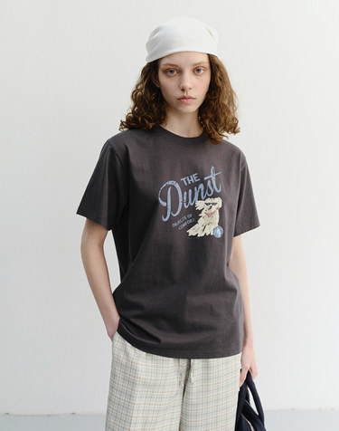 UNISEX DRAWING PUPPY T-SHIRT CHARCOAL GREY_UDTS6B127CG