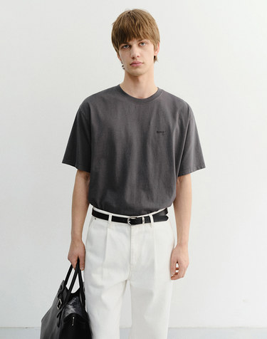 UNISEX GARMENT DYED T-SHIRT CHARCOAL GREY_M_UDTS6B146CG