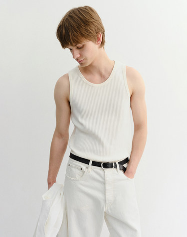 RELAXED SLEEVELESS TOP IVORY_M_UDTS6B321IV