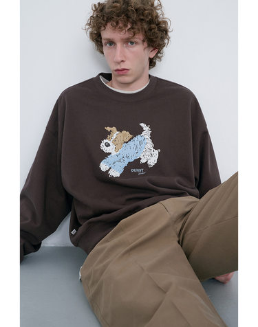 UNISEX PUPPY SWEATSHIRT BROWN_M_UDTS6C112W2