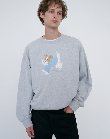 UNISEX PUPPY SWEATSHIRT MID MELANGE GREY_M_UDTS6C112G1