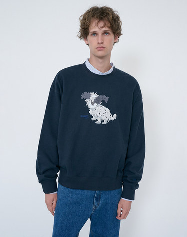 UNISEX PUPPY SWEATSHIRT FRENCH NAVY_M_UDTS6C112N2