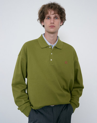 [10/27 예약배송] UNISEX LEATHER LOGO COLLARED T-SHIRT OLIVE_M_UDTS6C110E1